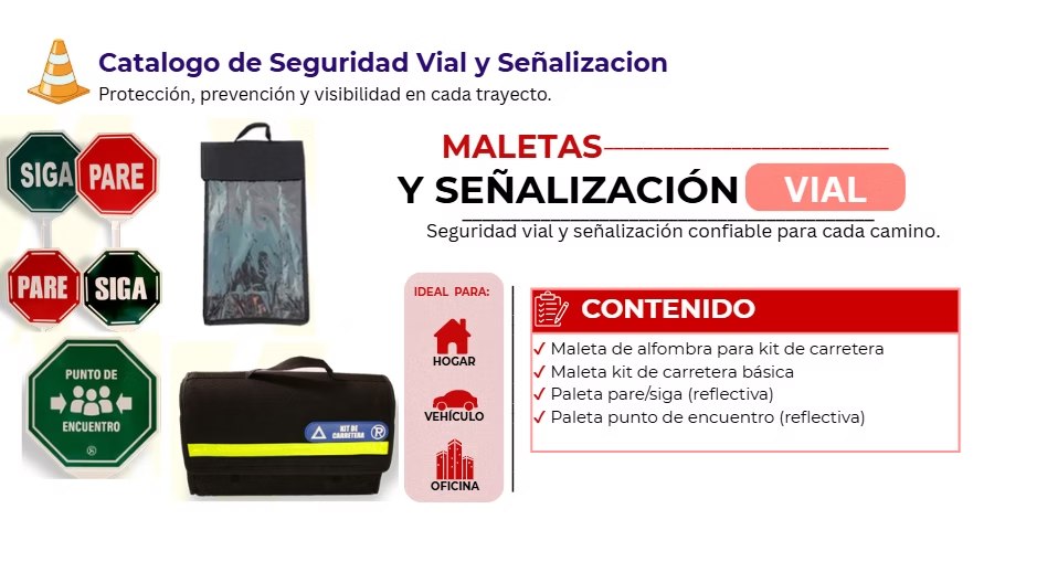 Maletas y señalización vial